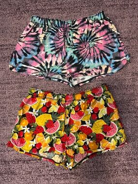 Women’s Tie-Dye & Fruit Print Sleep Shorts - Multicolor